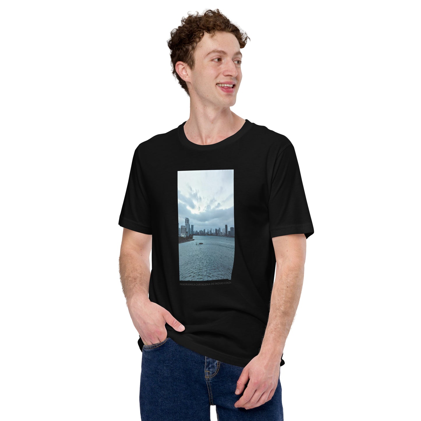 CAMISETA UNISEX CON UNA FOTOGRAFIA ORIGINAL DEL MUNDO, PANORAMICA CARTAGENA DE INDIAS COLOMBIA.