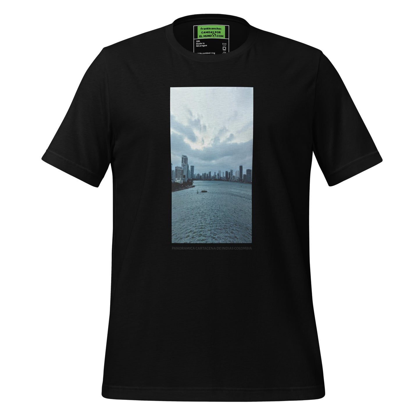 CAMISETA UNISEX CON UNA FOTOGRAFIA ORIGINAL DEL MUNDO, PANORAMICA CARTAGENA DE INDIAS COLOMBIA.