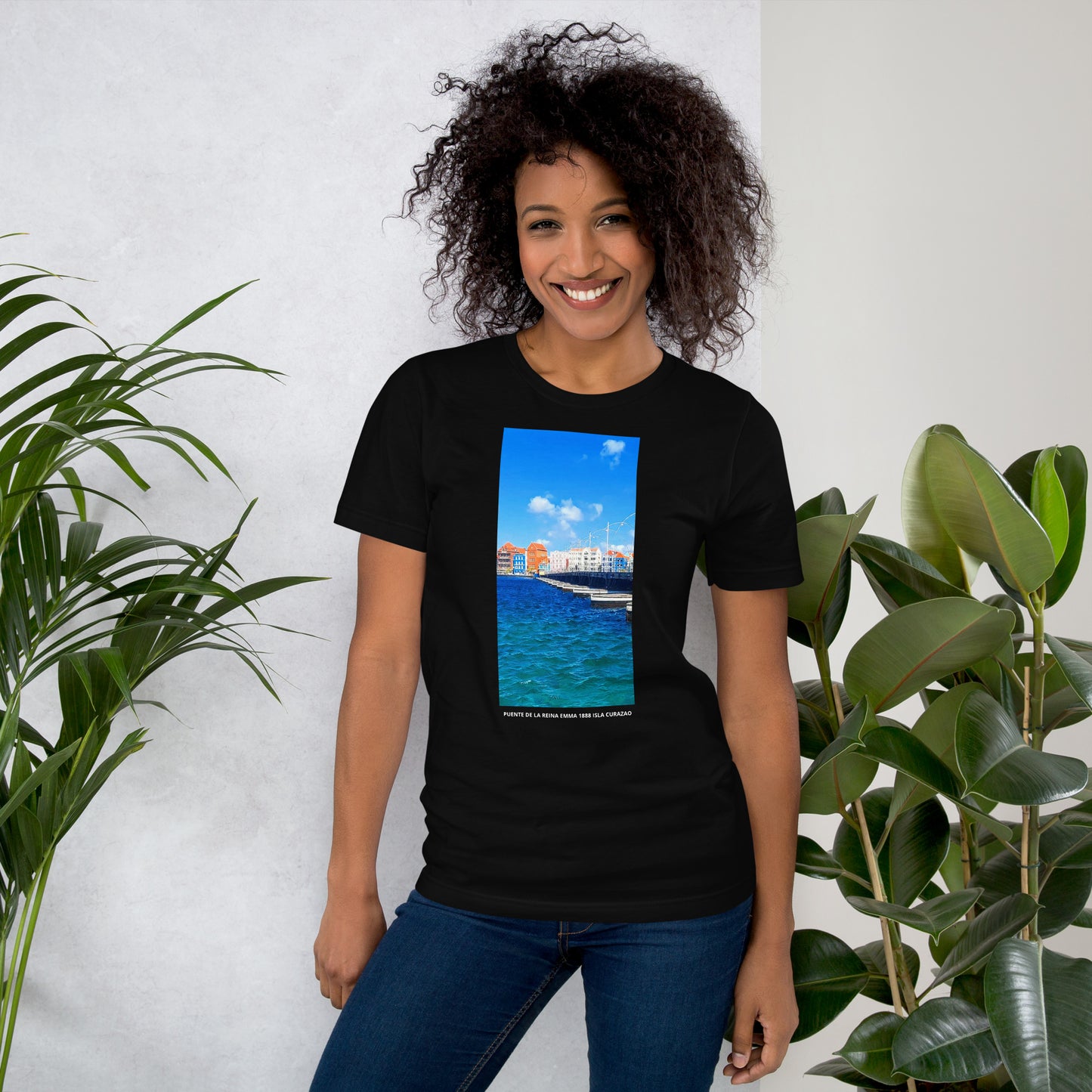 CAMISETA UNISEX CON UNA FOTOGRAFIA ORIGINAL DEL MUNDO, Puente de la reina Emma, inauguracion 1888, Willemstad, CIUDAD EN LA ISLA DE CURAZAO MAR CARIBE.