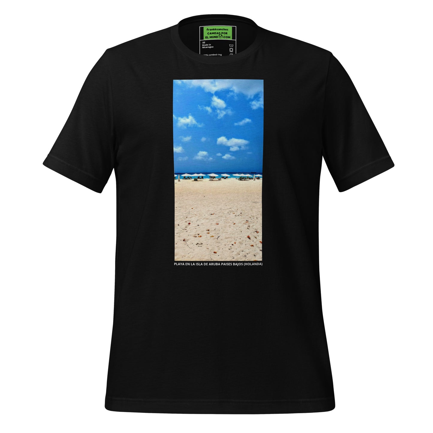 CAMISETA UNISEX CON UNA FOTOGRAFIA ORIGINAL DEL MUNDO, PLAYA EN LA ISLA DE ARUBA PAISES BAJOS (HOLANDA).