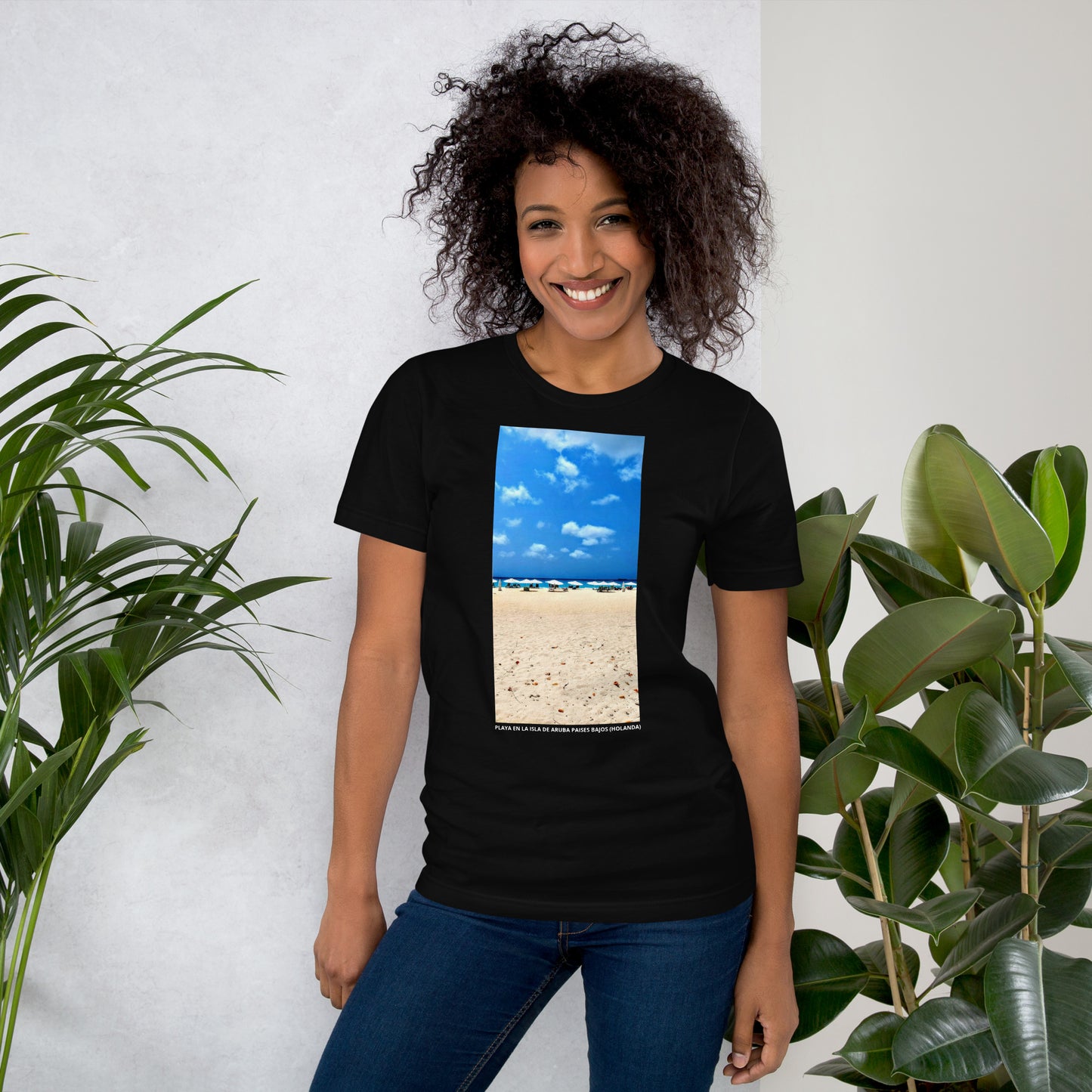 CAMISETA UNISEX CON UNA FOTOGRAFIA ORIGINAL DEL MUNDO, PLAYA EN LA ISLA DE ARUBA PAISES BAJOS (HOLANDA).