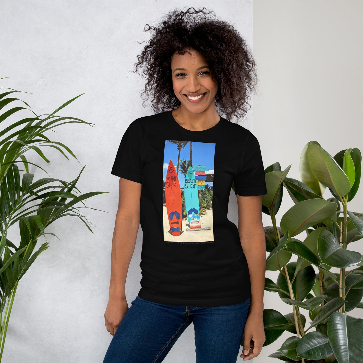 CAMISETA UNISEX CON UNA FOTOGRAFIA ORIGINAL DEL MUNDO, WINDSURF EN LA ISLA DE BONAIRE PAISES BAJOS (HOLANDA).