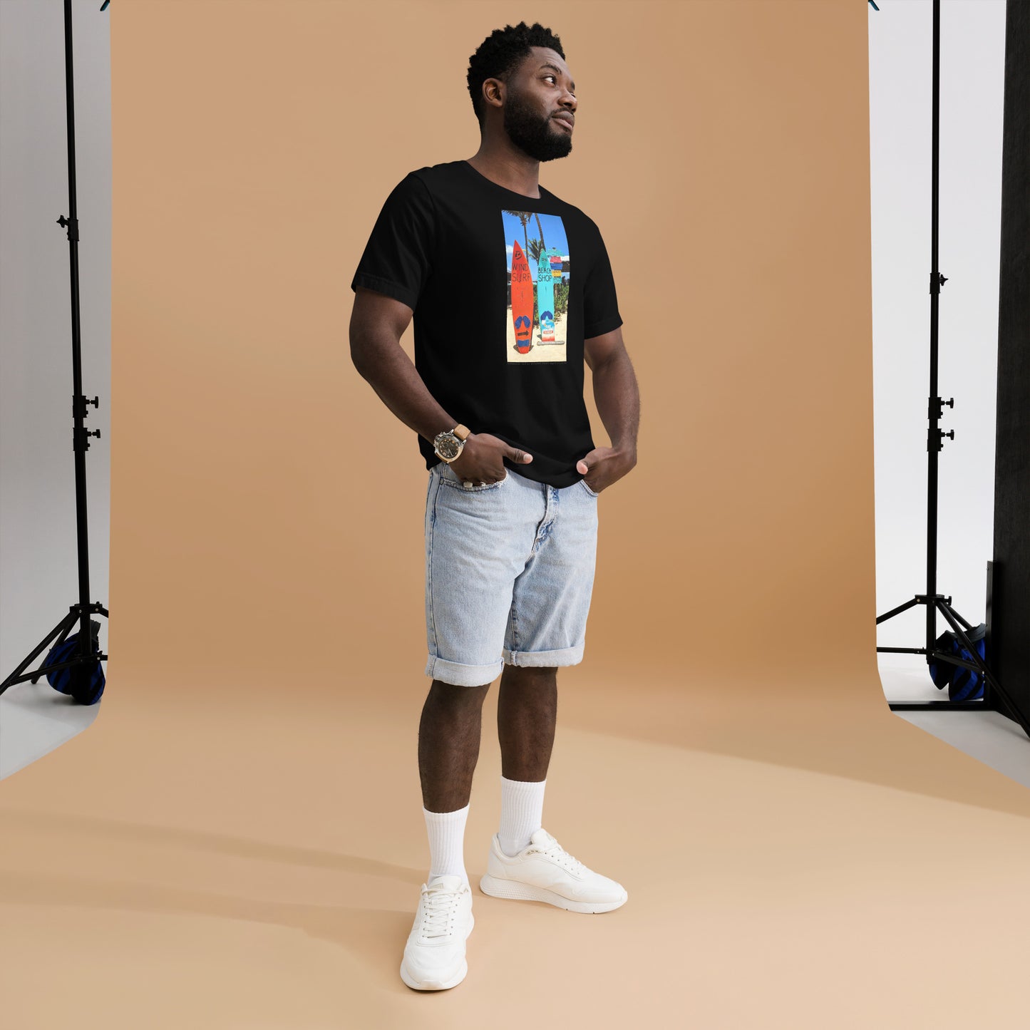 CAMISETA UNISEX CON UNA FOTOGRAFIA ORIGINAL DEL MUNDO, WINDSURF EN LA ISLA DE BONAIRE PAISES BAJOS (HOLANDA).