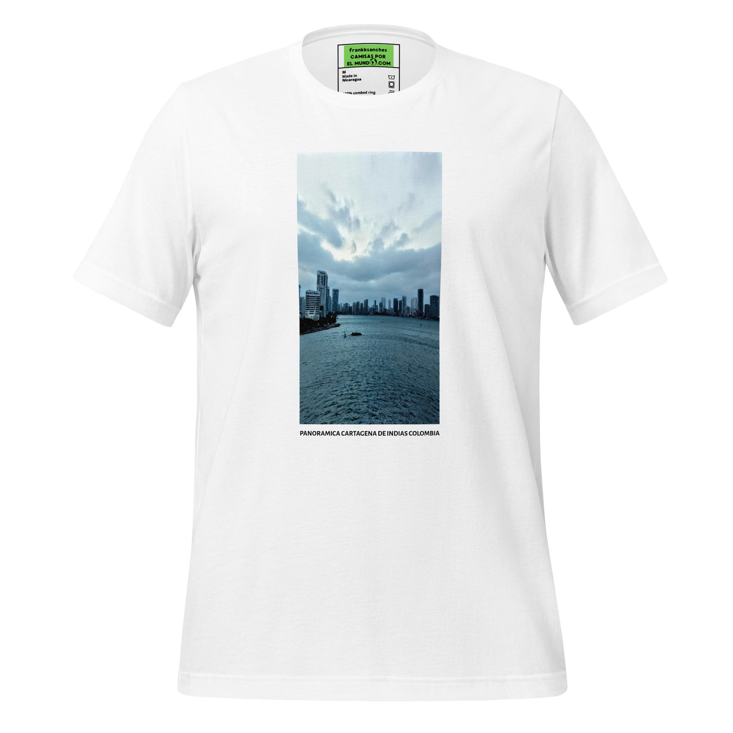 CAMISETA UNISEX CON UNA FOTOGRAFIA ORIGINAL DEL MUNDO, PANORAMICA CARTAGENA DE INDIAS COLOMBIA.