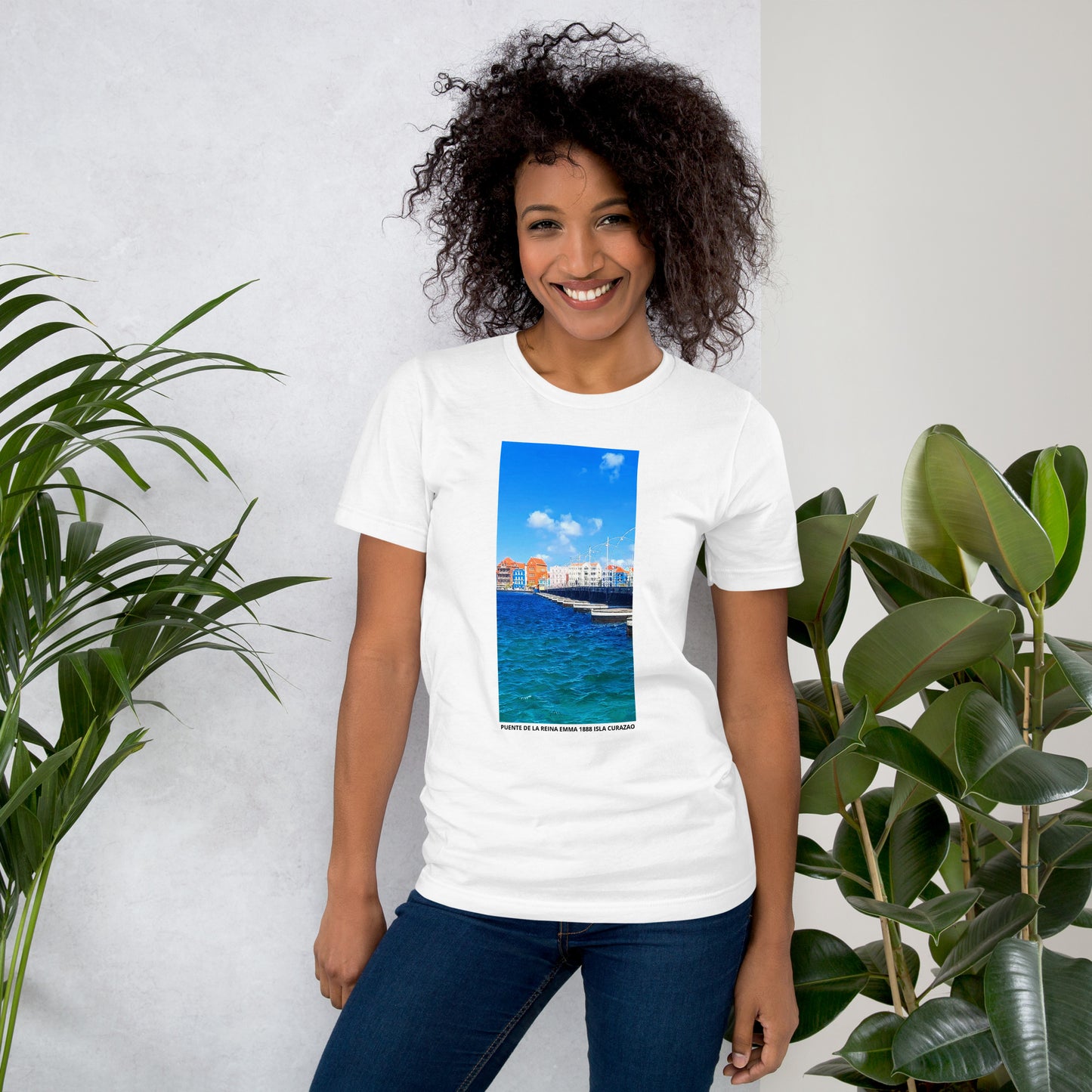 CAMISETA UNISEX CON UNA FOTOGRAFIA ORIGINAL DEL MUNDO, Puente de la reina Emma, inauguracion 1888, Willemstad, CIUDAD EN LA ISLA DE CURAZAO MAR CARIBE.