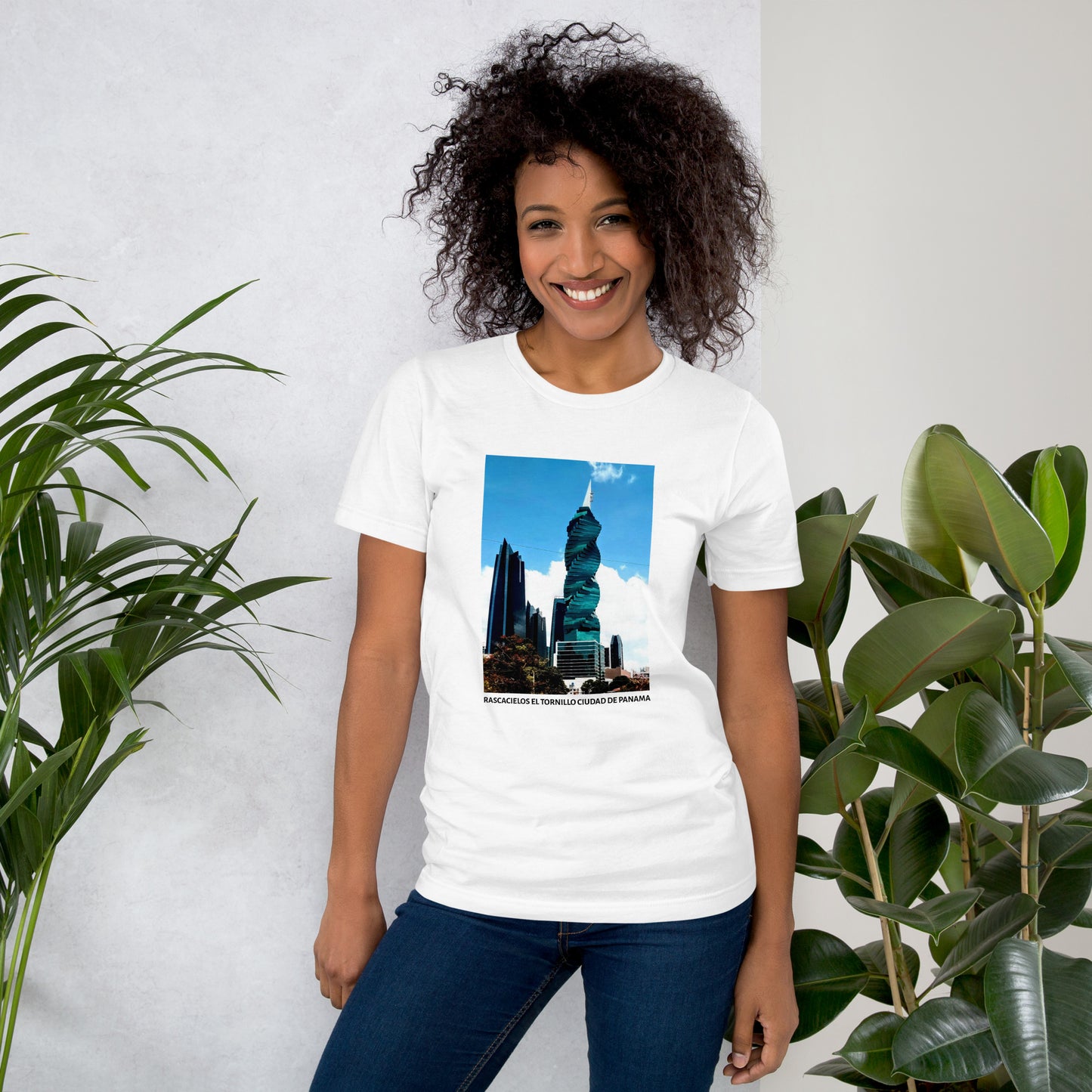 CAMISETA UNISEX CON UNA FOTOGRAFIA ORIGINAL DEL MUNDO, RASCACIELOS EL TORNILLO CIUDAD DE PANAMA 236,4 METROS.