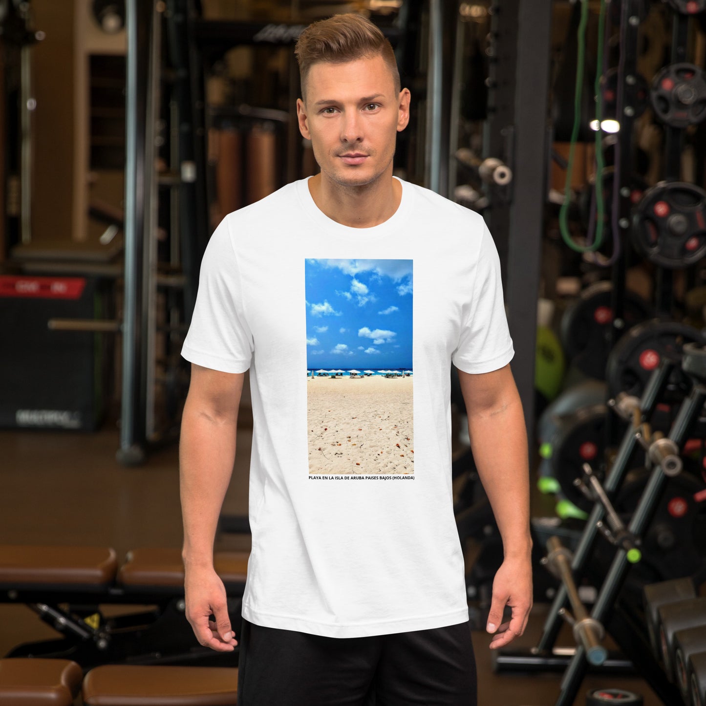 CAMISETA UNISEX CON UNA FOTOGRAFIA ORIGINAL DEL MUNDO, PLAYA EN LA ISLA DE ARUBA PAISES BAJOS (HOLANDA).